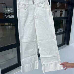Wide Leg Cream Jeans